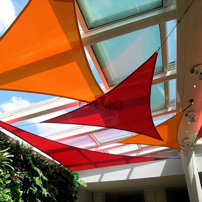 Patio Paradise 2' x 2' x 2' Sun Shade Sail Triangle Canopy Shade Cloth Fabric Sunlight Block Patio Pergola Cover HDPE Deck Awning for Outdoor Backyard Roof Shading, Red