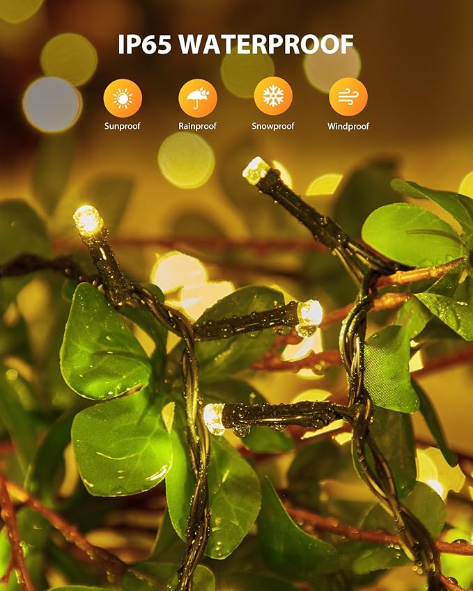 Brightown 4 Pack Solar String Lights for Outside, 184Ft 480 LED Solar Lights Outdoor Waterproof with 8 Modes, Solar Outdoor String Light for Patio Yard Tree Garden Party Decorations, Warm White