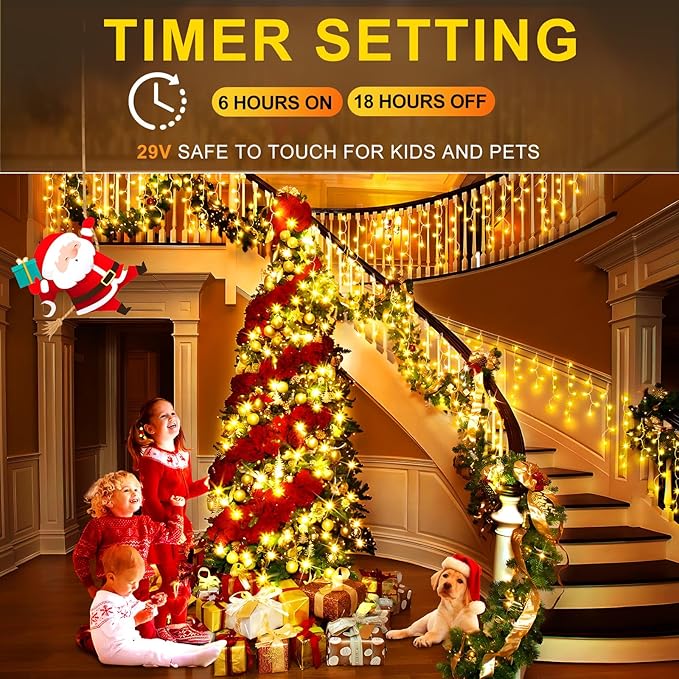 String Lights, 400 LED 33 ft Outdoor Color Changing Warm White to Multicolor