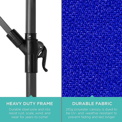 Best Choice Products 10ft Offset Cantilever Hanging Market Patio Umbrella, 8 Sturdy Ribs, Easy Adjustment - Resort Blue