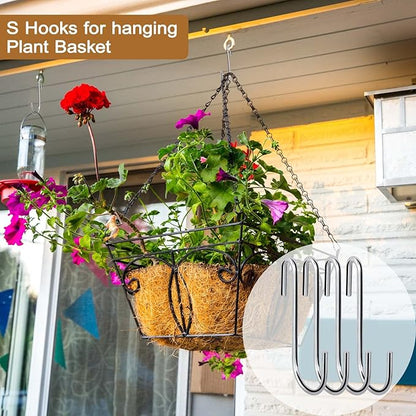 30 Pack Heavy Duty S Hooks Pan Pot Holder Rack Hooks Hanging Hangers S Shaped Hooks for Kitchenware Pots Utensils Clothes Bags Towels Plants -4 Inch