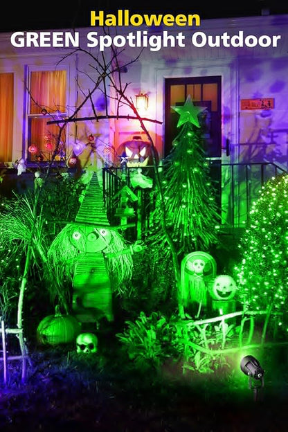 T-SUN Green Spotlight Outdoor, Waterproof LED Landscape Lighting with US Plug, Easy Install 270° Adjustable Outdoor Spot Lights for Garden Tree Yard Decor