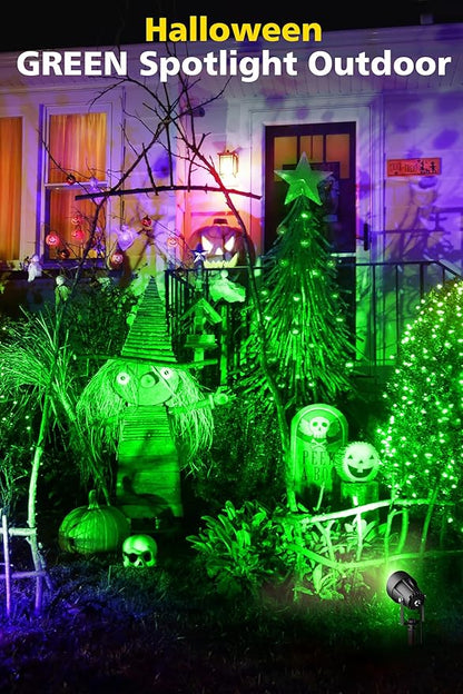 T-SUN Green Spotlight Outdoor, Waterproof LED Landscape Lighting with US Plug, Easy Install 270° Adjustable Outdoor Spot Lights for Garden Tree Yard Decor, 6 Pack