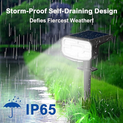 Solar Lights Outdoor Waterproof IP65, Super Bright LED, 6500K 2 Lighting Modes, Solar Powered Yard Garden Solar Spot Lights for Outside Landscape Auto On/Off -2 Pack