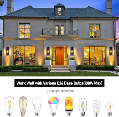 Large Size Outdoor Wall Light Fixtures, Exterior Lighting Fixtures Porch Sconces Wall Mounted, Waterproof Brown Outdoor Wall Lanterns Lamps, Outside Lights for House Patio Front Door Entryway, 2-Pack
