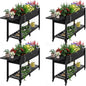 YEFU Raised Garden Bed with Legs: 57x18x30in Elevated Poly Planter with Wheels,Waterproof Mobile Raised Bed Garden, Elevated Planter Box Stand with Storage Shelf,For Deck,Patio,Porch,Yard (Black,4pcs)