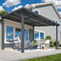 AECOJOY 12' x 10' Outdoor Hardtop Pergola Gazebo for Patio, Large 10x12 Galvanized Steel Heavy Duty Lean to Gazebo, Wall-Mounted Pergolas and Gazebos Clearance, Metal Patio Roof Awnings for Backyard