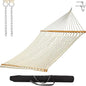 Castaway Living 13 ft. Double Traditional Hand Woven Navy Polyester Rope Hammock – 2-Person, 450 lb Capacity, Free Extension Chains & Tree Hooks, Designed in The USA