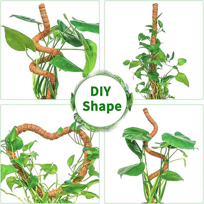 4 Pack 28 Inch Moss Pole Monstera Plant Support, Coir Moss Poles for Climbing Indoor Plants, Bendable Plant Stake Trellis for Potted Plant, Pothos, Philodendron