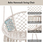 Hammock Chair with Steel Stand, Cushion and Side Pocket, 400 lb Capacity