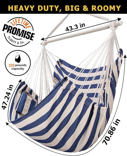 ADVOKAIR Hammock Chair Large 70.9"x47.2", 32% Bigger XXL Hanging Swing Chair with 500lbs Capacity, Heavy Duty Steel Spreader Bar, Extra Roomy Comfort for Adult Indoor Outdoor Bedroom Patio