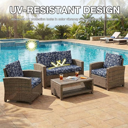 Cushion Covers, 12-Piece Stretch Set in Baroque for Patio Furniture