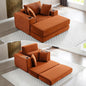 HANXIN 62" Chaise Lounge Chair Indoor, Oversized Corduroy Boneless Convertible Chaise Lounge Couch Sleeper Chair with Ottoman, Deep Seat Reading Chair, No Assembly Required (Orange)