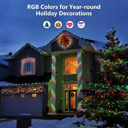 Brizled Color Changing RGB Christmas Lights, 66ft 200 LED Easter String Lights Music Sync, 120+ Modes Remote Dimmable Outdoor Mini Tree Light Indoor Plugin for St Patrick's Day Xmas Halloween