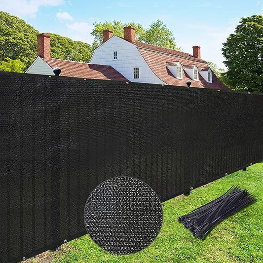 UPGRADE Privacy Fence Screen 8'x7' Black Outdoor 90% Visibility Blockage 170 GSM Mesh Shade Cover Panels for Backyard,Balcony,Home Decoration with Zip Ties,Customized Avaliable