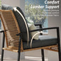 Bistro Set, 3-Piece Patio Rocker Set with Gray Cushions and Glass Table Top