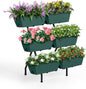 2 Column Vertical Raised Garden Beds, 6 Planter Boxes Standing Garden Bed Outdoor/Indoor Herb Garden Tiered Planter with Drainage Holes & Removable Trays for Flowers/Vegetables/Plants (Green)