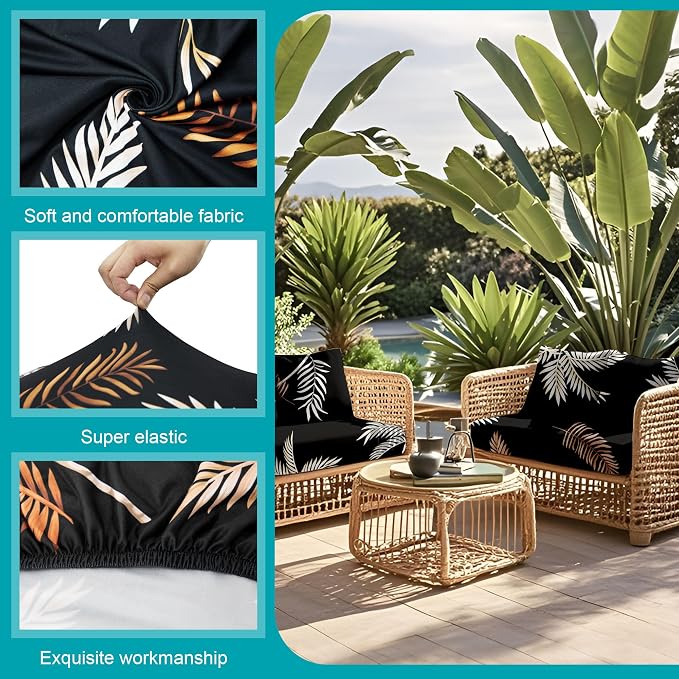 Cushion Covers, 12 Pack Stretch Patio Sofa Covers in Coconut Forest