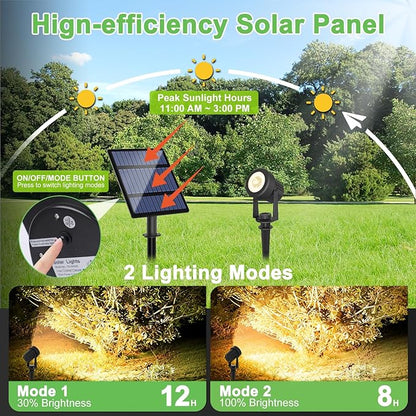 Solar Spotlights Outdoor Waterproof, Warm White Landscape Spotlights, Decorative Solar Spot Lighting for Garden, Yard, Pathway, Lawn, Poolside, Party, 4-in-1 Mounted (Warm White, 1 Pack)