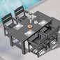 SERWALL Outdoor Dining Table Set, 67‘’ HDPE Patio Dining Set for 4, All-Weather Outdoor Table and Chairs Set for Deck, Grey