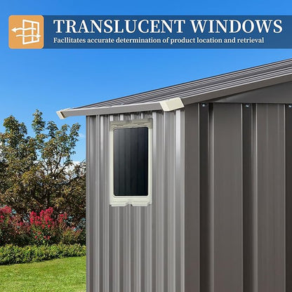 Vongrasig 5 x 3 x 6 FT Outdoor Storage Shed, Metal Tool Shed Clearance Garden Steel Shed with Side Window and Lockable Door Waterproof Tool Shed for Backyard Patio, Lawn (Gray)