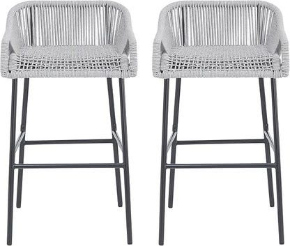 Christopher Knight Home Sivir Outdoor Barstool Set of 2, Patio Woven Rope Bar - Image 6