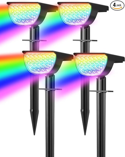 Solar Multicolor Lights Waterproof IP65, 8 Lighting Modes Solar Spot Lights Outdoor Yard Garden Landscape Pathway Decorations (Multicolor, 4 Pack)