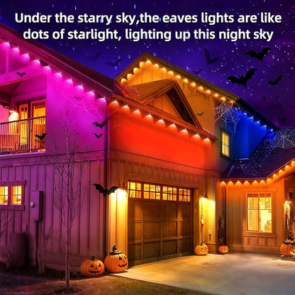 500ft permanent outdoor light, RGB outdoor eave lights with APP & Remote Control,Music synchronisation IP67 waterproof LED eave light,suitable for party, daily,Halloween,Christmas,rooftop,garden,patio