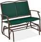 Best Choice Products 2-Person Outdoor Patio Swing Glider Steel Bench Loveseat Rocker for Deck, Porch w/Textilene Fabric, Steel Frame - Forest Green/Brown