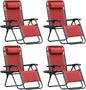 Homall Zero Gravity Chair Patio Folding Lawn Outdoor Lounge Gravity Camp Reclining Lounge Chair with Cup Holder Pillows for Poolside Backyard and Beach Set of 4 (Red)