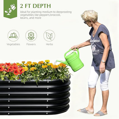 Galvanized Raised Garden Bed, Outdoor Planter Bed, Metal Planter Box for Gardening and Planting,8x2x1.5ft, Light Green