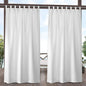 EXCLUSIVE HOME Cabana Solid Indoor/Outdoor Light Filtering Hook-and-Loop Tab Top Curtain Panel Pair, 54"x120", Winter White