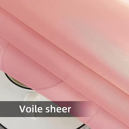 SpaceDresser Waterproof Outdoor Sheer Curtains for Patio - 2 Panels Rod Pocket Indoor Voile Sheer Curtain for Living Room,100W x 96L inch, Blush