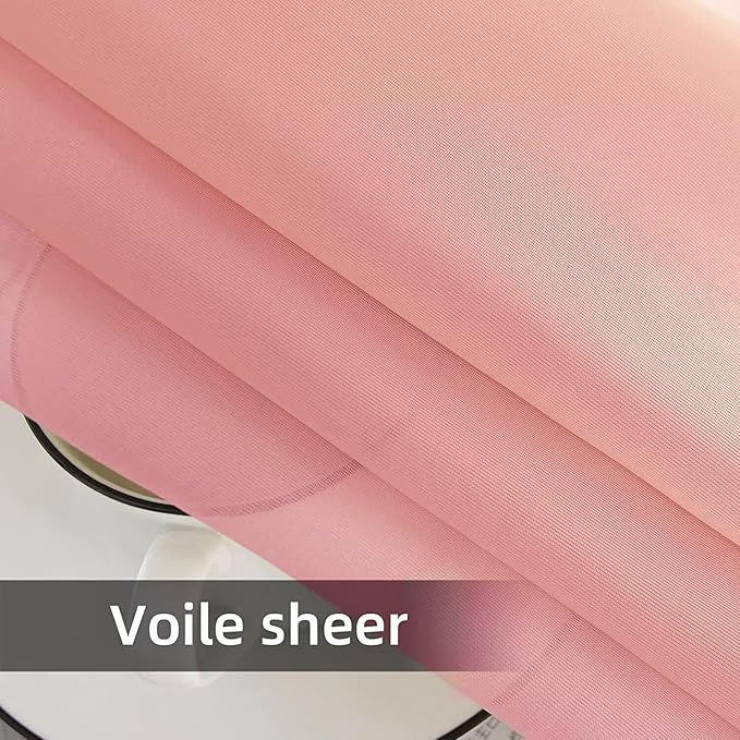 SpaceDresser Waterproof Outdoor Sheer Curtains for Patio - 2 Panels Rod Pocket Indoor Voile Sheer Curtain for Living Room,52W x 120L inch,Blush