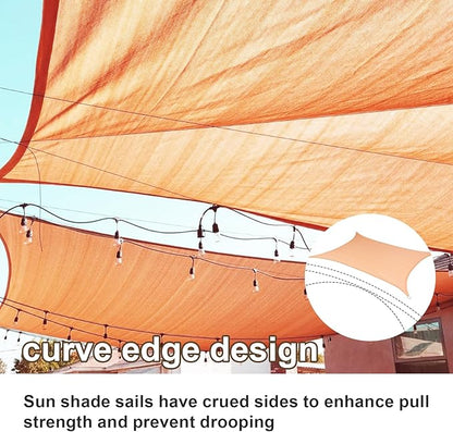 SUNLAX Sun Shade Sail 12' x 19' Peach Fuzz Rectangle Canopy Sail Shade Cover UV Block Permeable Sunshade Outdoor for Patio Backyard Deck Pergola (We Make Custom Size)