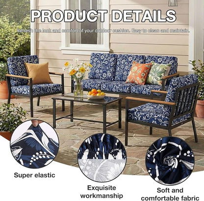 Cushion Covers, 12-Piece Stretch Set in Baroque for Patio Furniture