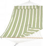 SUNCREAT Portable 2 Person Hammock with Hardwood Spreader Bar, Cotton Rope Outdoor Hammock with Polyester Pad, Green&Beige