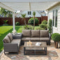 Belord 5-Seater Patio Conversation Set - 4 Piece Outdoor Sectional Furniture Set with Large Storage Box and Coffee Table Outdoor Patio Furniture Set for Garden Poolside Backyard Brown