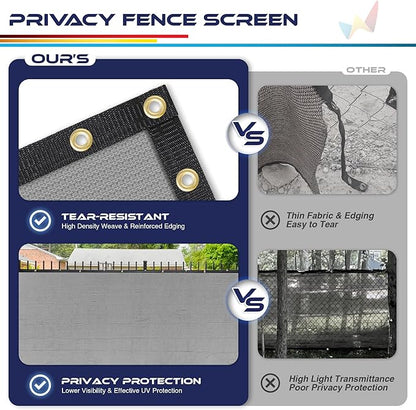 Windscreen4less Privacy Fence Screen Heavy Duty Windscreen Fencing Mesh Fabric Shade Net Cover with Brass Grommtes for Outdoor Wall Garden Yard Pool Deck, 6'x244' Light Gray
