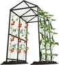 Metal Garden Arch Trellis for Climbing Plants Outdoor, 7.1FT Extra Tall Cucumber Trellis for Raised Bed, Plant Trellis for Vegetable Fruit Flower Vine（Black）