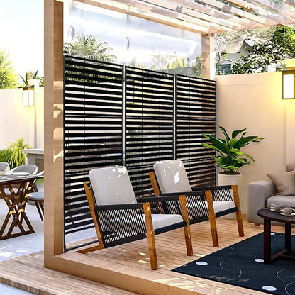 VINGLI Metal Privacy Screen for Outdoor, 72" x 49" Freestanding Privacy Fence Panels, Decorative Room Divider for Patio, Deck, Balcony, Pool