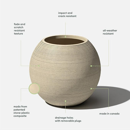 Veradek Strata Series Sphere Round Planter for Patio & Backyard | Durable Plastic-Stone Material | Modern Décor for Tall Trees and Plants
