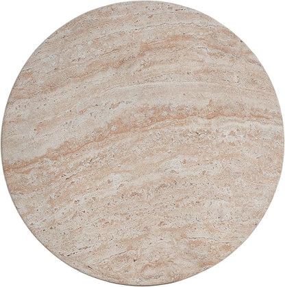 Christopher Knight Home Jayme 22.5" Indoor Outdoor Round Top Accent Side Table, Patio Decorative End Table, Lightweight Concrete Garden Stool for Patio Living Room Balcony & Garden Decor, Travertine
