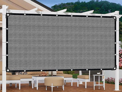 10x12 FT Sun Shade Cloth with Grommets, Pergola Shade Cover Canopy, 90% Sunblock Fabric Fence Privacy Screens for Outdoor, Garden, Patio, Balcony, Carport, Porch, Deck (Gray)