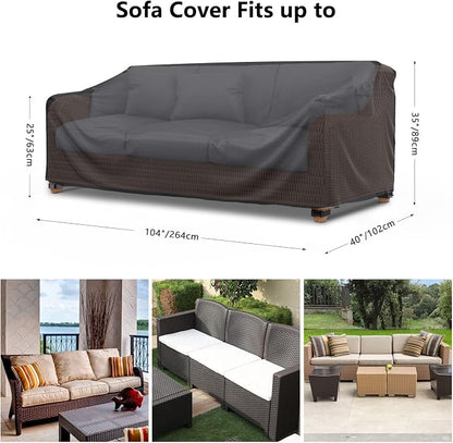 Mrrihand Heavy Duty Patio Sofa Cover Waterproof, 3-Seater Outdoor Sofa Loveseat - Image 2