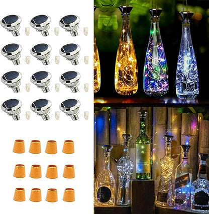 Solar Wine Bottle Lights 12 Pack, 3 Colors Diamond Shape
