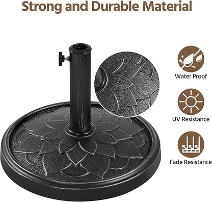 Yaheetech 18'' Umbrella Base 26.5lbs Heavy Duty Patio Umbrella Stand, Round Umbrella Base Stand, Resin Umbrella Holder for Outdoor, Garden, Yard, Black