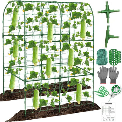 Cucumber Trellis for Raised Bed 50 x 34 Inch U-Shape Garden Trellis for Climbing Plants Outdoors Metal Garden Cucumbers Arch Trellis, Cucumber Plant Support for Tomato, Pea, Zucchini, Vine Flower