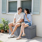 Deck Box, Grey Resin Storage Bench with Lockable Lid and Rattan Pattern