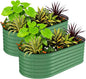 2 Pcs Raised Garden Beds Outdoor 8x2x2 ft - Galvanized Steel Planter Box for Vegetables, Flowers, Rust-Resistant Garden Box, Easy Assembly Raised Beds, Durable Planters for Outdoor Plants, Green